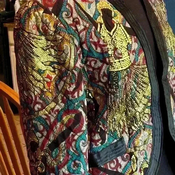 Vintage Silk Davide Cenci Gold Shimmer Quilted Woman’s Jacket Size M - Picture 5 of 9